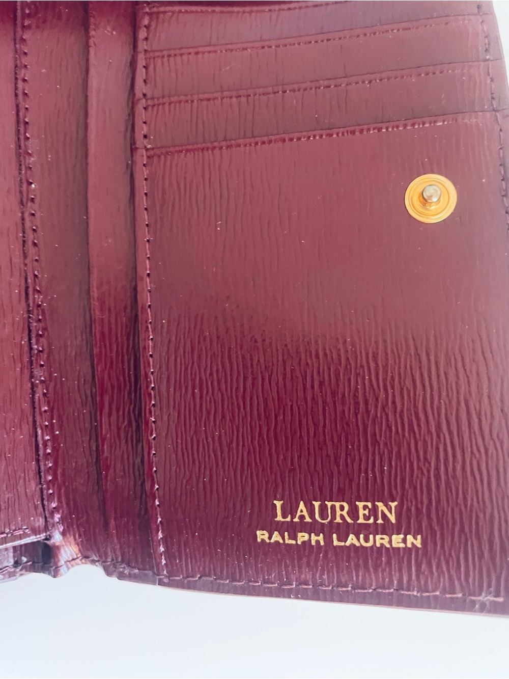 Ralph Lauren Wine Leather Wallet with Gold Hardware - Picture 4 of 6